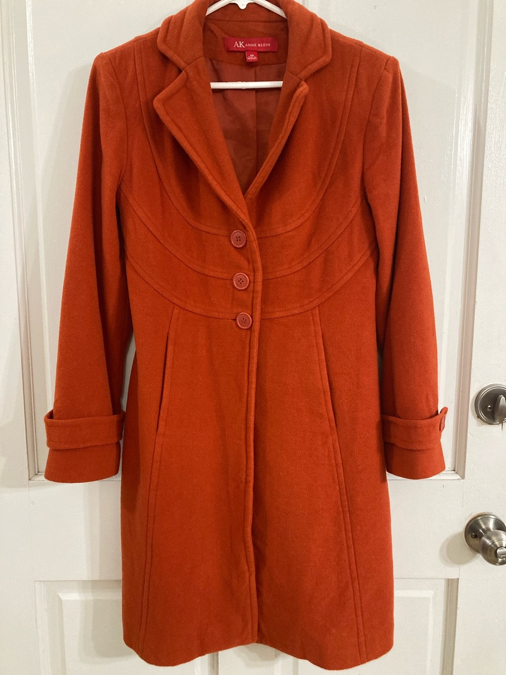 Anne Klein Burnt Orange Button-Front Peacoat